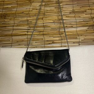 HOBO Daria Black Leather Chain Crossbody Bag